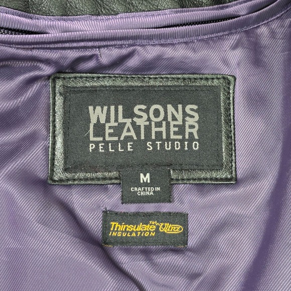 Wilsons Leather Pelle Studio Black Trench Coat Belted Thinsulate Liner M - Picture 10 of 16